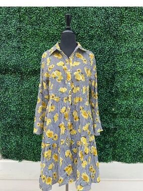 Dress Addict Yellow Rose of Texas Stripe Shirt Dress